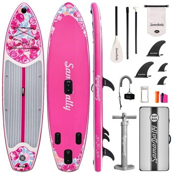 10.6' Inflatable Stand Up Paddle Boards, 33" Paddle Board of All Skill Levels with Complete Inflatble SUP Accessories, Hand Pump, Waterproof Bag, Removable Fin, Leash
