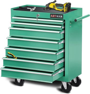 taoruifang 7-Drawer Rolling Tool Cabinet, Anti-Rust Tool Chest With Lock, Storage Organizer for Garage, Workshop