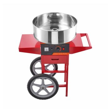 Cotton Candy Machine Commercial, 1000W Candy Floss Maker with Cart, Stainless Steel Bowl, Sugar Scoop, Red - for Parties, Events, Home Use