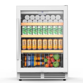 TITTLA 24 inch Beverage Refrigerator,180 Cans Under Counter Beverage Cooler with Glass Door for Kitchen Bar Office