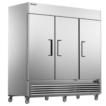 Coolski 82 Inch Commercial Freezer 3 Doors, Reach-In Upright Freezer for Restaurants Bars Bakeries Stores Garages, -13 to -5 Temp Control 72 Cu.Ft Auto Defrost Fan Cooling, ETL NSF Approved