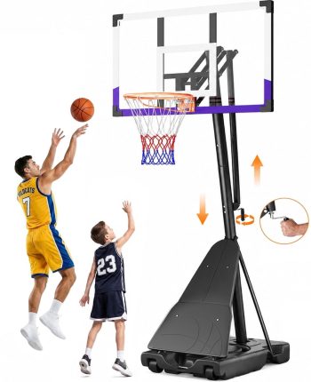 Dprodo Portable Basketball Hoop ,Quickly Height Adjustable 5.25-10ft, 44 inch PC Backboard Basketball Goal for Outdoor Indoor Court