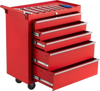5 Drawers Rolling Tool Chest with Wheels, Portable Rolling Tool Boxes with Wheels, Tool Box Storage Cabinet with Locking System for Workshop, Garage, Mechanics and Repair Room