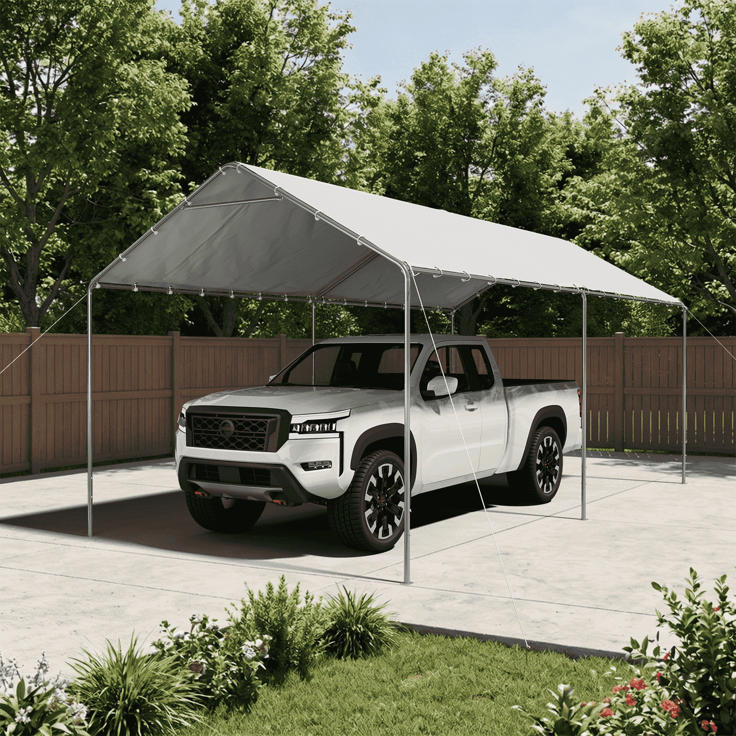 Sunmthink 10x20FT Heavy Duty Carport,Portable Carport with Height Adjustable & Waterproof UV Resistant&Galvanized Steel Frame, Outdoor Car Canopy Shelter for Vehicle, Truck, Boat