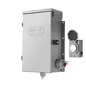 KFFKFF Manual Transfer Switch, 30-Amp 6-Circuit, Prewired Generator Switch Kit with NEMA L14-30P Inlet Box, Double-Throw Design, NEMA 3R, Watt Meter, Compatible with 7500W Generators