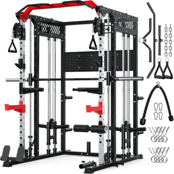 GIKPAL Home Gym, 2300LBS Heavy Duty Power Rack Cage with Squat Rack, Dual Pulley Cable Crossover System, Weight Bar & 360° Landmine