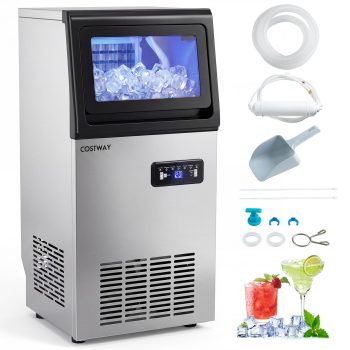 Costway Commercial Ice Maker 110 lbs/24H, Stainless Steel Ice Machine with 25 lbs Capacity