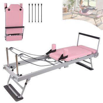 Memoryfield Foldable Pilates Reformer Machine for Home Gym, Pilates Workout Equipment with 5 Resistance Springs, for Beginners and Advanced Users