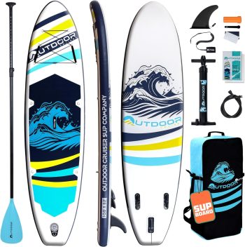 Outdoor Crusier Inflatable Stand Up Paddle Board, Ultra Portable & Lightweight, Wide Stable Non-Slip Design, Complete SUP Accessories, High-Quality Drop-Stitch Material