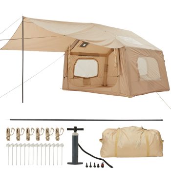 6-Person Inflatable Camping Tent with Skylight, Quick Setup Family Outdoor Shelter, Large Canopy, Well-Ventilated, Mosquito-Proof