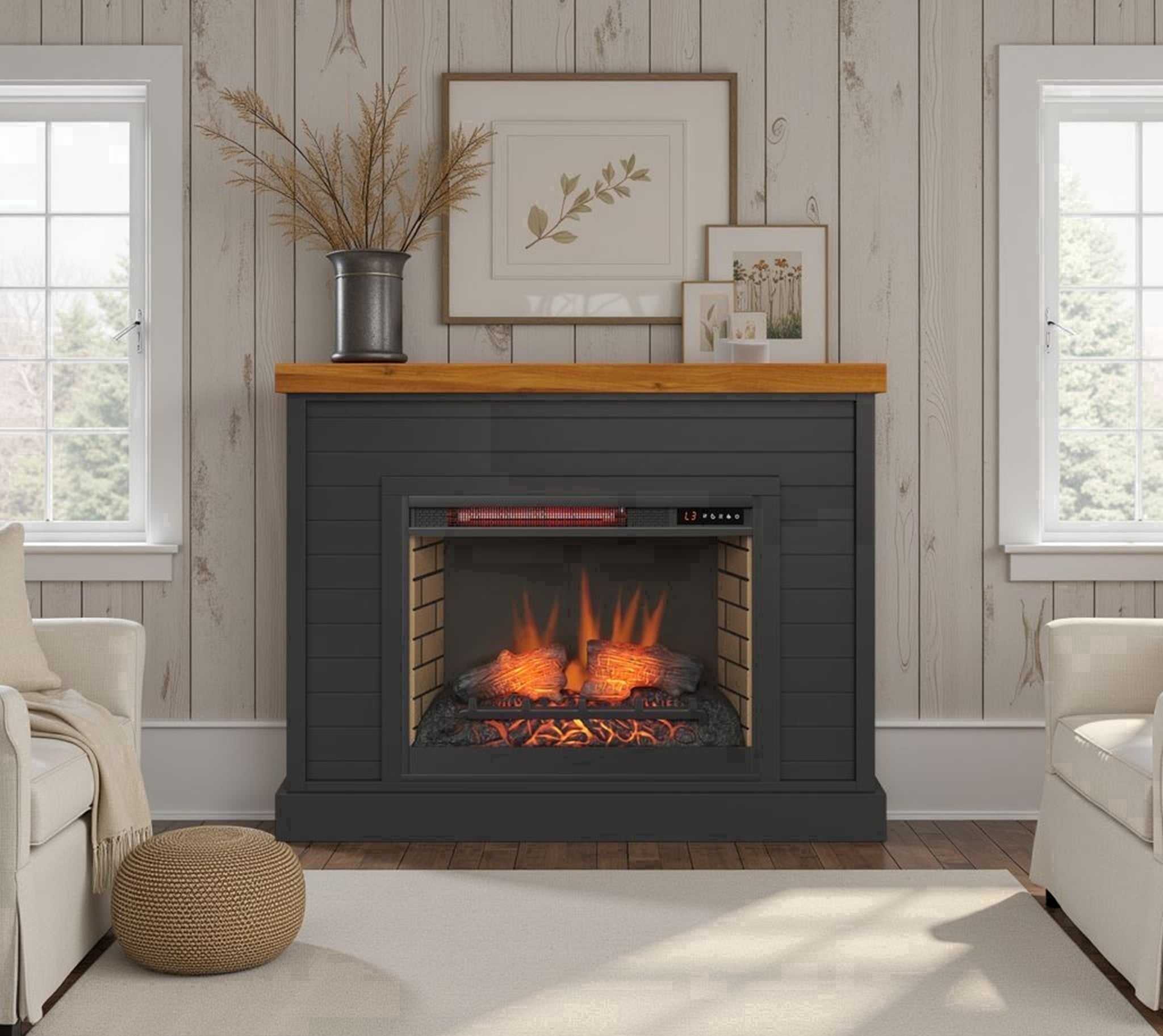 Washington 48" Fireplace Mantel with 26" Electric Fireplace - Finish