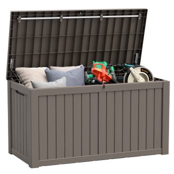 Bifanuo 150 Gallon Deck Box - Waterproof Resin Outdoor Storage - Gray