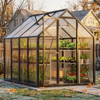 WUKHG 6x8FT Walk-in Greenhouse for Outside, Reinforced Aluminum Frame, UV-Resistant Polycarbonate Panels, Thermometer Hygrometerr, Garden