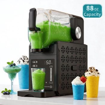 COMHOMA 88 oz Slushy Machine with Compressor, No Ice Needed Frozen Drink Maker with 5 Preset Modes, Black