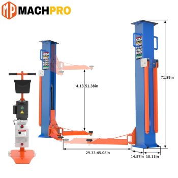 MachPro 8,000 lbs Portable Two-Post Car Lift Heavy-Duty Vehicle Hoist with Double S-Column Design & 2.2KW Hydraulic Pump 51.3" Max Lifting Height for Home Garage & Auto Shop