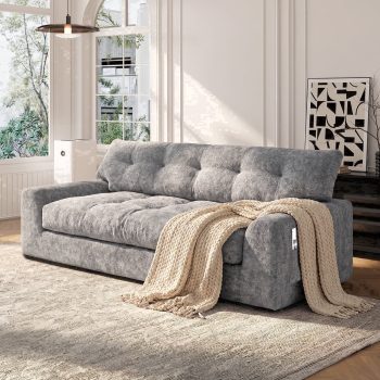 BEHOST 55" Loveseat Couch with Extra Deep Seats, Chenille Sofa with Side Storage, Cloud Boneless Sofa for Living Room & Small Spaces