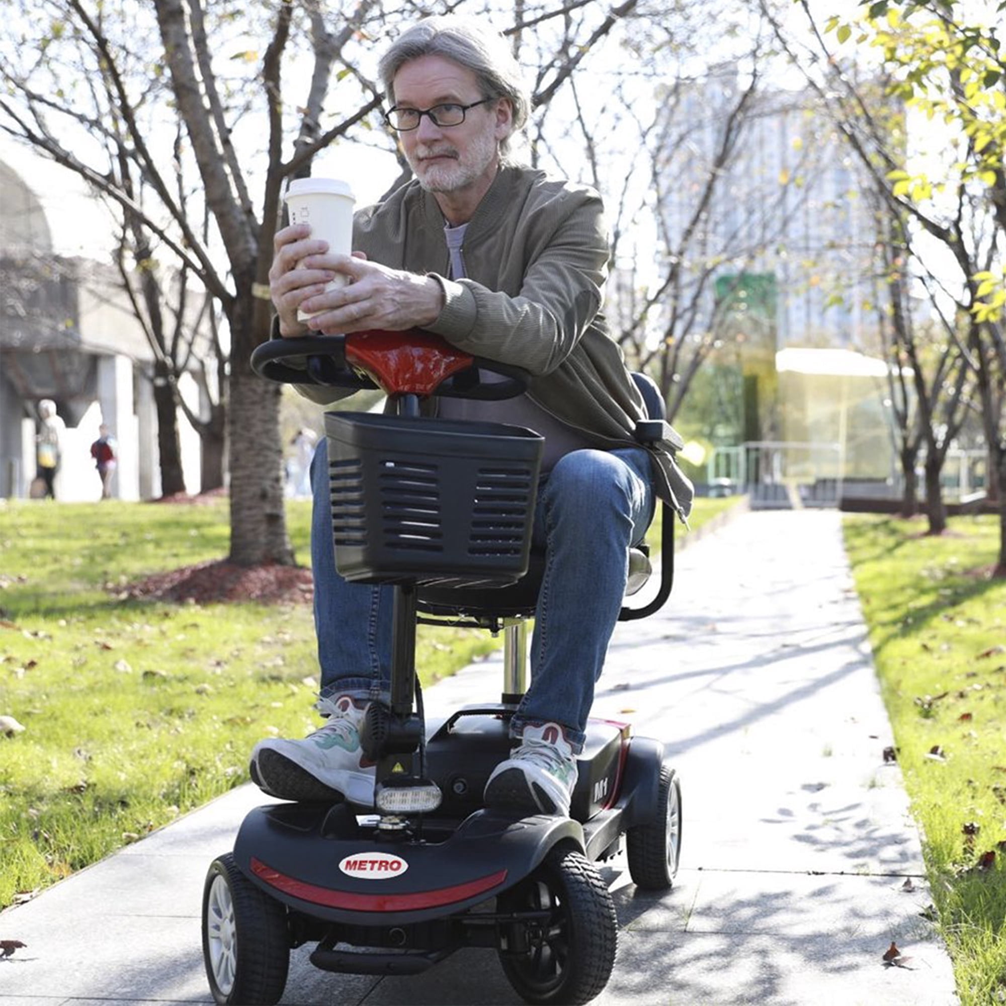 Outdoor Seniors Mobility Scooters for Adults, 4 Wheel Electrical Scooter with Detachable Basket, Motorized Electric Carts for Seniors, Adults, Max Speed 4.97mph, 300lbs, SS126