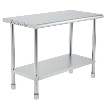 Garvee Stainless Steel Prep Work Table 60 x 24 x 35 Inch with Adjustable Feet, Heavy Duty Commercial Kitchen Workstation with Adjustable Undershelf for Restaurant and Outdoor Pizza Oven Stand
