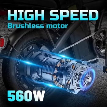 14 Inch Foldable Adult Electric Bicycle, 48V 10Ah 560W Motor, 3-Speed Gearing, Dual Spring Shock Absorbers, Front and Rear Led Safety Lights, Portable Design UL2849
