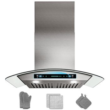 GIMSOL 36" Wall Mount Range Hood, 400 CFM, 4-Speed Gesture Control, Stainless Steel, Ducted