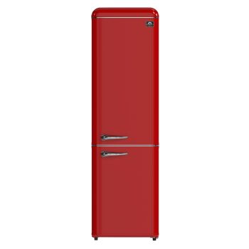 Forno Storico 22-Inch Retro bottom freezer Fridge in Red, 9 cu.ft, silver handle