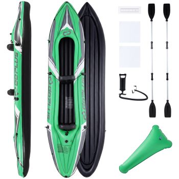 Goplus Inflatable Kayak 2 Person, Heavy Duty Tandem Touring Kayak with Aluminum Paddles