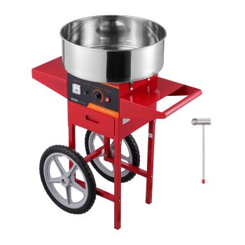 VEVOR Electric Cotton Candy Machine with Cart, 1000W Commercial Candy Floss Maker with Stainless Steel Bowl, Sugar Scoop and Drawer, Perfect for Home, Kids Birthday, Family Party
