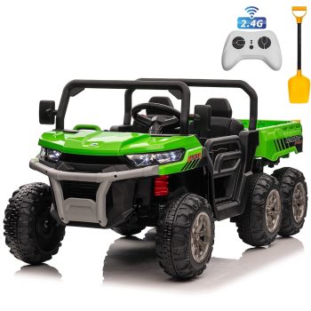 Joyracer 24V Ride on Toys, 2 Seater 6-Wheel UTV Car, 4WD Ride on Dump Truck for Big Kids with Trailer Remote Control