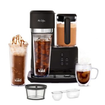 Mr. Coffee Single-Serve Frappe, Iced, and Hot Coffee Maker and Blender, Black with 2 To-Go Tumblers, Reusable Coffee Filter