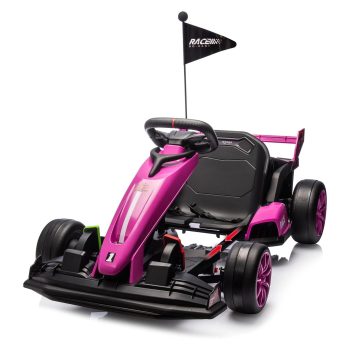 24V Kids Ride on Go Kart, 7.5MPH Variable High Speed Drifting Car, 7AH Battery 200W*2 Motors, Adjustable Length, Max Load 135lbs, Power Display Racing Toy for Kids 6+