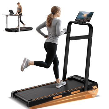 UMAY Walking Pad with 16% Incline, Under Desk Treadmill 2.5 HP, Foldable Walking Treadmill for Home Office, 330 lbs Capacity, LED Display & Remote