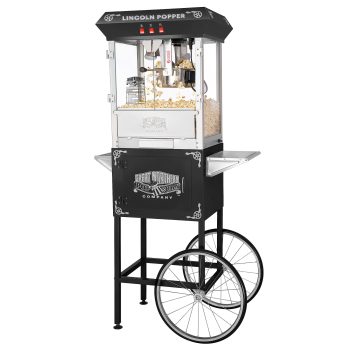 Lincoln Popcorn Machine with - Popper Makes 3 Gallons- 8-Ounce Kettle, Old Maids Drawer, Warming Tray & Scoop by Great Northern Popcorn (Black)