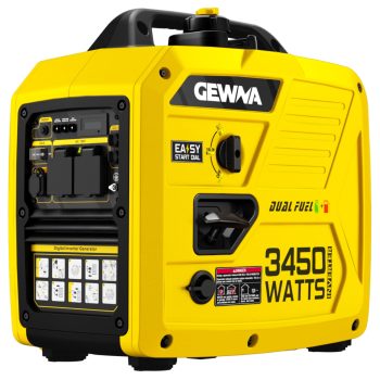 Gewna 3450-Watt 120V Ga Dual Fuel Powered Portable Fuel Inverter Generator Included 1.6 Gallon Large Fuel Tank Super Quiet Yellow