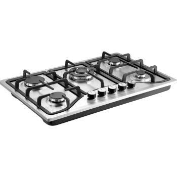 KFFKFF 30-inch Gas Range, Quintuple Burners Integrated Gas Cooktop, Peak 12250BTU NG/LPG Adaptable Stainless Steel Propane Stove, Featuring Thermocouple Safety for Outdoors, Motorhome