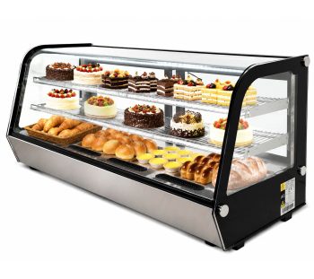 60 in.W 8 cu. ft. Refrigerated Countertop Bakery Display Case, Black Curved Glass Cake Showcase, NSF Commercial Pastry Display Refrigerator