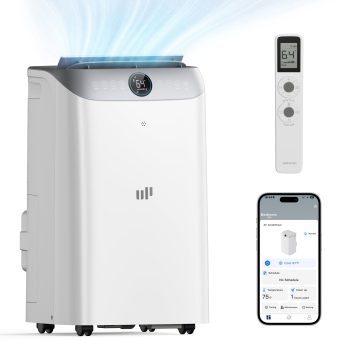 Upstreman 16000 BTU Portable Air Conditioner, Smart Inverter Dual Hose Standing AC Unit, 3-in-1 AC Cooler with Dehumidifier & Fan, Drainage-free, WiFi Enabled, 42dB Quiet Sleep Mode, 800 Sq. Ft, PI16