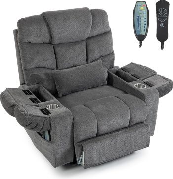 Big Man 500lbs Recliners, Heavy Duty Extra Long Extra Wide Electric Recliner Chairs for Adults, Dual Motor Power Lift Recliner with Heat and Massage for Elderly