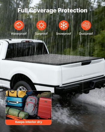 VEVOR Hard Tri-Fold Truck Bed Tonneau Cover, Compatible with 2007-2026 Chevy Silverado/GMC Sierra 1500 5.8 ft (69.3 in) Short Box (No CarbonPro Bed), Waterproof Fiberglass Folding Truck Tonneau Cover