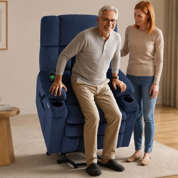 MCombo 22.4" Seat Width Lay Flat Dual Motor Power Recliner Lift Chair with Vibration and Heat, Infinite Position, Navy Blue