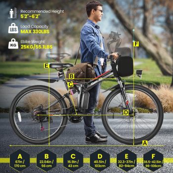 Gocio 26" Folding Electric bike for Adults, 750W Peak Motor 48V 7.8Ah Battery, 21 Speed Mountain Ebike, UL2849