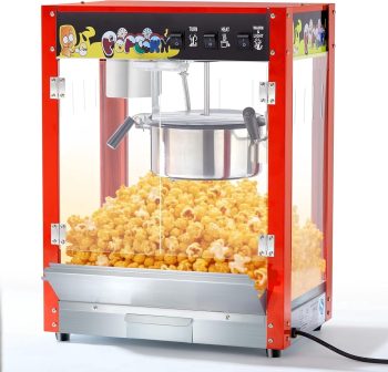 NEORIVER 10 Oz Kettle Commercial Hot Air Popcorn Maker, 60-Cup Countertop Electric Popcorn Popper with 1300W Power, 60W Heating Tube
