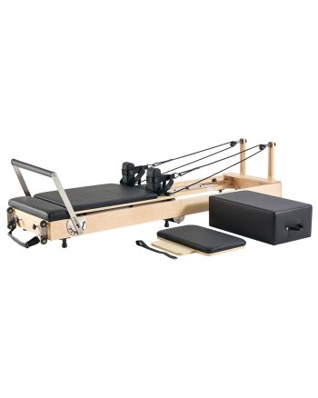 VEVOR Foldable Pilates Reformer, Wooden Pilates Workout Machine for Home Gym Studio Use, Pilates Bed with Dual Resistance- Spring & Cord, Reformer Set with Sitting Box, Up to 400 LBS