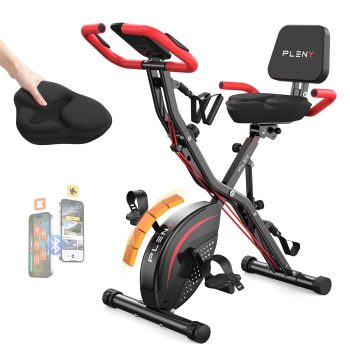 UPGO Folding Exercise Bike, 5 IN 1 Stationary Bikes for Home | 6.6 LBS Flywheel, 330LB Weight Capacity Back Support Cushion Indoor Workout Cycling Bike for Home Gym