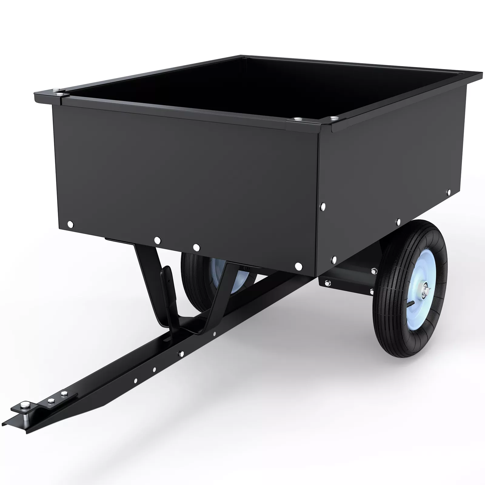 Dextrus Dump Cart Tow Behind Lawn 350LB Steel Black for Lawn Tractor & ATV UTV With Wheels
