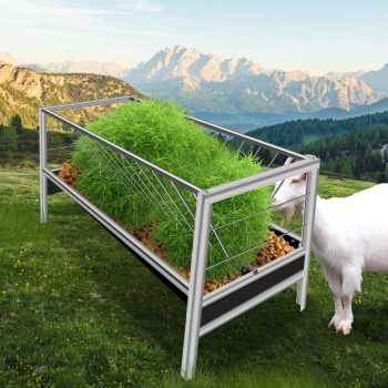 Heavy Duty Hay Feeder, Livestock Feeder With 1.5 M Width,Quick Assembly And Stable Base,Rubber Feeding Pan Prevents Feed Waste,Pasture Hay Feeder For Sheep Or Ponies,Stainless Steel & Rubber