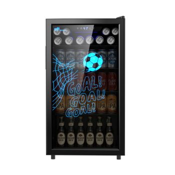 Upstreman 3.2 Cu.ft Beverage Refrigerator, 126 Can Mini Fridge with Glass Door, Wine Cooler Drink Fridge for Soda Wine Beer, Touch Temperature Control Panel, for Bar Office Home