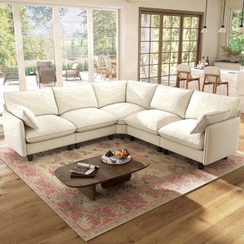 BedLuxury 107" Modular Sectional Sofa with Corner Seat,Modern V shaped Cloud Couch,Deep Seat Living Room Set, 5-Seat