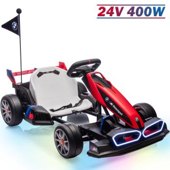 Licensed BMW Electric Go Kart for Kids 6-12, 9AH Drift Kart Ride on Toys, Dual 300W Motors, Adjustable Seat, Drift Mode, 2 Speed, LED Lights