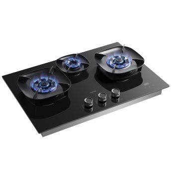 ROBAM 30" Gas Cooktop 7B7H30 with 3 FireCube Brass Burners, Built-in NG/LPG, 18,000 BTUs Power Burner, Flameout Protection and R-Link Tech