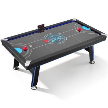 VEVOR 89" Air Hockey Table with LED Lights & Electronic Scorer, for Family Game Room, Basements, Home, Air Powered Hockey Arcade Game Table Set with High-powered Blower, Stable H-shaped Leg